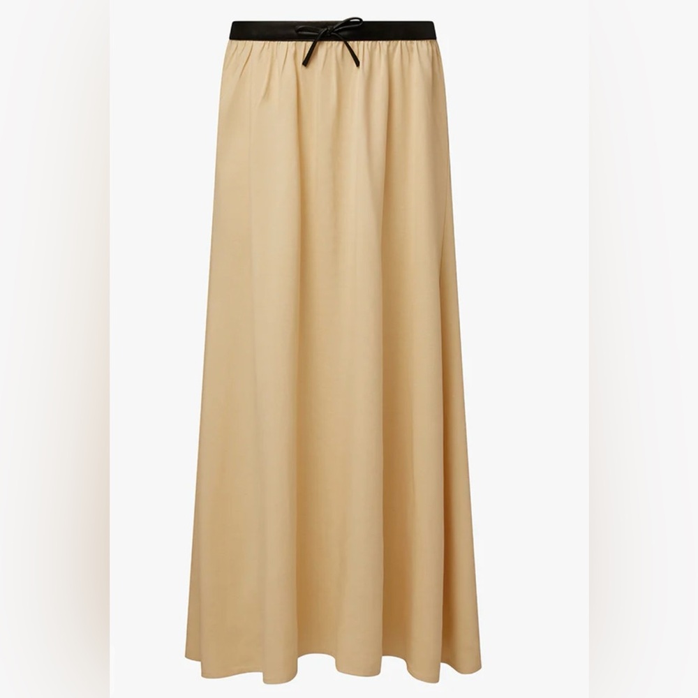 NWT- WE WORE WHAT- Tan maxi skirt w vegan waistband 
Size Small